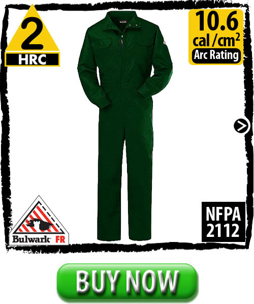 Flame Resistant 100% Cotton Coveralls Premium Spruce Green