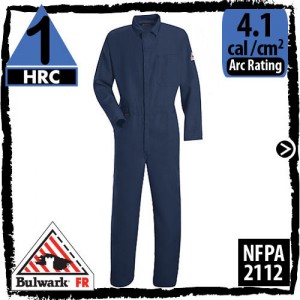 Nomex Coveralls in Navy; HRC 1, 4.1 cal/cm2, and NFPA 2112 by Bulwark CNC2NV