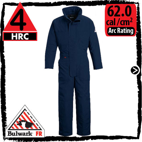 Nomex Coveralls in Navy; HRC 4, 62.0 cal/cm2 FRC Clothing by Bulwark CNN2NV