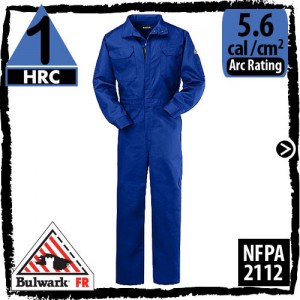 Nomex Coveralls in Royal Blue; HRC 1, 5.6 cal/cm2, and NFPA 2112 by Bulwark CNB6RB