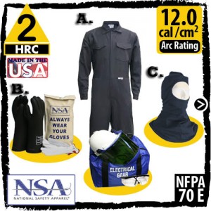 Arc Flash Kit 12 cal 9 oz Flame Resistant Coverall Navy KIT2CV11B