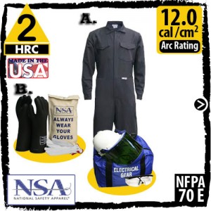 Arc Flash Kit 12 cal 9 oz Flame Resistant Coverall Navy KIT2CV11