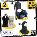 Arc Flash Kit 8 cal Flame Resistant Coverall Cotton+Nylon 7oz Navy + Gloves & Hood KIT2CV08_B