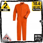 FR coveralls 100% Cotton-Orange HRC 2, 10.6 cal/cm2 by Bulwark CEC2OR