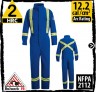 FR Coveralls in Royal Blue with reflective trim; HRC 2, 12.2 cal/cm2 by Bulwark CLBTRB
