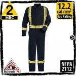 Fire Resistant Coveralls in Navy with CSA reflective trim; HRC 2, 12.2 cal/cm2 by Bulwark CLBCNV