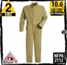 Fire Resistant Coveralls 100% Cotton-Khaki HRC 2, 10.6 cal/cm2 by Bulwark CEC2KH