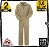 Fire Retardant Coveralls Cotton Blend Khaki HRC 2, 8.6 cal/cm2 by Bulwark CLB2KH