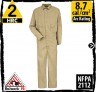 Flame Resistant Coveralls Cotton Blend Khaki HRC 2, 8.7 cal/cm2 by Bulwark CLD4KH