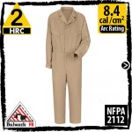 Fire Retardant Coveralls Synthetic Nomex CMD4KH HRC 2, 8.4 cal/cm2 in khaki by Bulwark CMD6KH