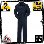 Fire retardant coveralls 100% Cotton-Navy HRC 2, 10.6 cal/cm2 by Bulwark CEB2NV