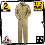 Flame Resistant Coveralls Cotton Blend Khaki HRC 2, 12.2 cal/cm2 by Bulwark CLB6KH