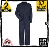 FR Coveralls Cotton Blend Navy HRC 2, 8.7 cal/cm2 by Bulwark CLD4NV