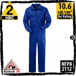 Fire Resistant Coveralls 100% Cotton-Royal Blue HRC 2, 10.6 cal/cm2 by Bulwark CEB2RB