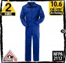 Fire Resistant Coveralls 100% Cotton-Royal Blue HRC 2, 10.6 cal/cm2 by Bulwark CEB2RB