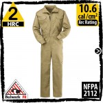 Flame Retardant Coveralls 100% Cotton-khaki HRC 2, 10.6 cal/cm2 by Bulwark CEB2KH