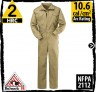 Flame Retardant Coveralls 100% Cotton-khaki HRC 2, 10.6 cal/cm2 by Bulwark CEB2KH