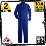 Flame Retardant Coveralls 100% Cotton-Royal Blue HRC 2, 10.6 cal/cm2 by Bulwark CED2RB