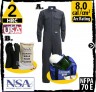 8 cal Arc Flash Kits with Flame Resistant Coveral Cotton+Nylon 7oz Navy + Gloves KIT2CV08
