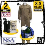 Arc Flash Kits Fire Retardant Coverall 6.5 oz Khaki Modacrylic-Nomex