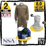 Arc Flash Kit, Fire Resistant Coverall Modacrylic Nomex 6.5 oz Khaki + Hood KIT2CVPR08_NGB