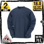 Flame Resistant Sweatshirt 13 oz. 100% Cotton Fleece Crewneck in Navy, SEC4NV