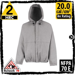 Flame Resistant Sweatshirt 13 oz Zip Front Hooded Cotton-Polyester SEH6GY