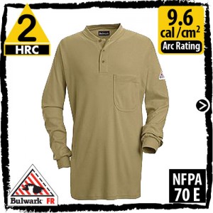 Flame Retardant Shirts, FR T-shirts, FRC Clothing, Flame Resistant Clothing Long-Sleeve 6.25 oz Khaki SEL2KH