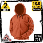 Fire Retardant Sweatshirt 13 oz Zip Front Hooded FR Cotton Fleece SEH6OR