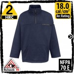 FR Sweatshirt 13oz.,1/4 Zip Front 100% Cotton Fleece in Navy, SEZ6NV