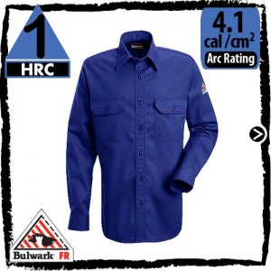 Nomex Shirt FR Nomex Navy is HRC 1, 4.1 cal/cm2 by Bulwark SND2RB